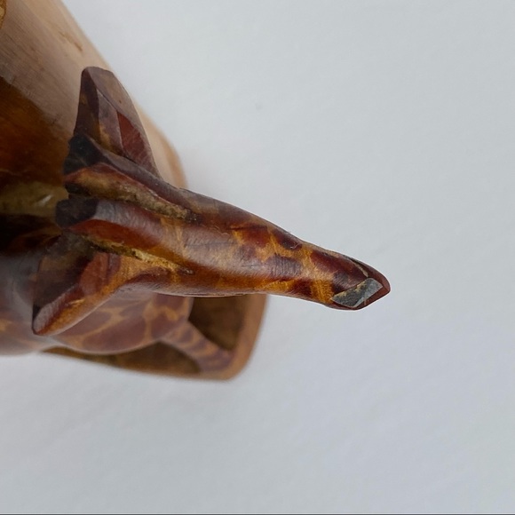 Giraffe Bookend Hand carved of wood 6” X 6” brown zoo animals one - Picture 9 of 14